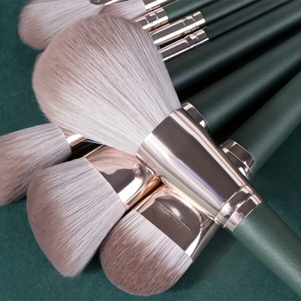 14pc Luxurious Plush Makeup Brush Set - Soft, Gentle, and High-Quality Nylon Bristles for Flawless Foundation, Contouring, Blending, and Eye Detailing - Ideal for All Skin Types, Cruelty-Free, and Unscented - Image 11