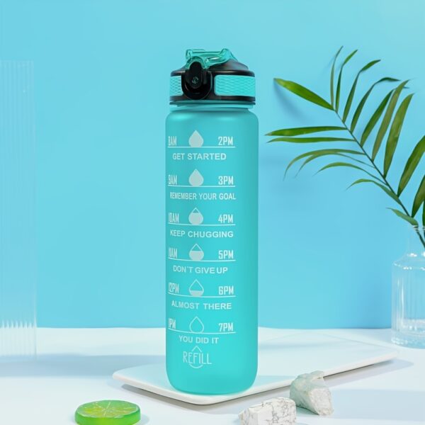 1000ml Gradient Sports Water Bottle with Straw - Leak-proof, Marked Scale, & Frosted Grip for Fitness Enthusiasts - Image 22