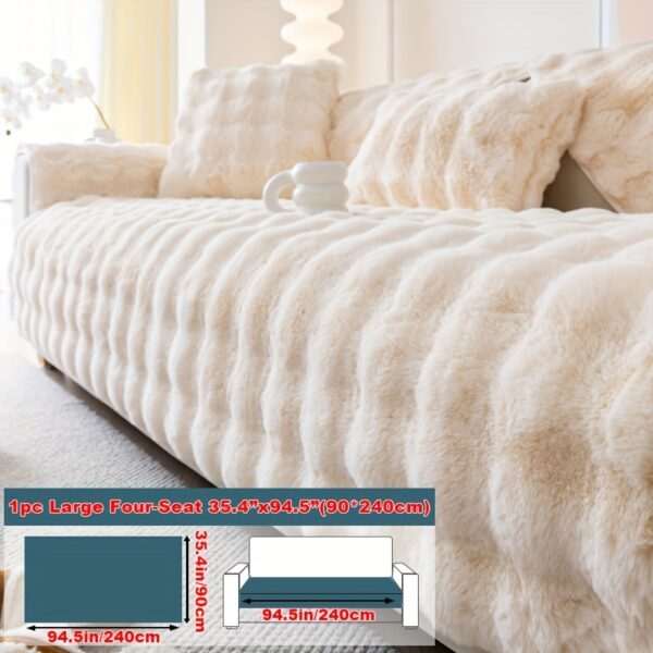 [Thick Plush Rabbit Fur Sofa Cover] Luxurious Faux Rabbit Fur Sofa Cover - Soft, Thick Plush Slipcover for Cozy Winter Warmth - Pet-Friendly, Machine Washable - Fits Single to Four-Seater Sofas - Perfect for Living Room, Bedroom, Office Decor - Image 42