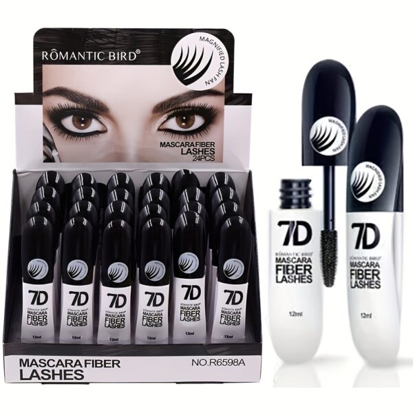 Lengthening 7D Silk Fiber Mascara with 4D Volume - Waterproof, Long-Lasting, Talc-Free, for All Skin Types, Black - Image 2