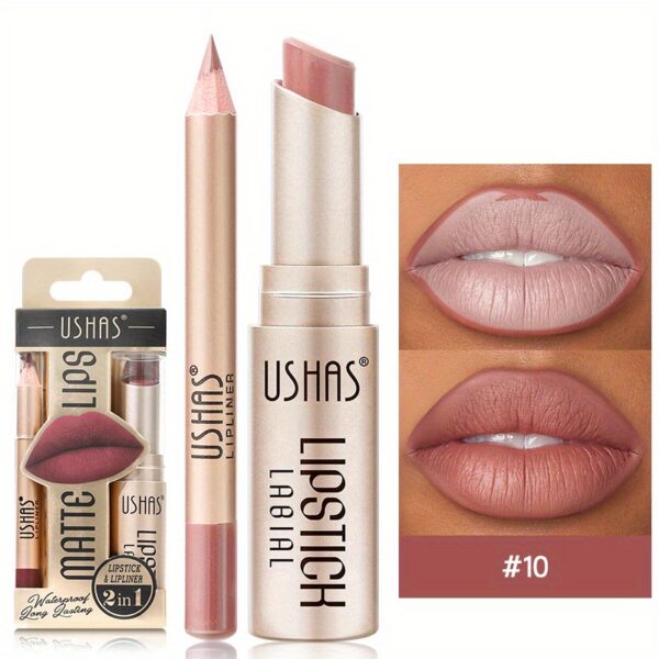 Golden Box Matte Lipstick + Lip Liner Lasting Waterproof Nude Lipstick 24 Hour Waterproof Velvet Nonstick Cup Lipgloss Lip Stain Pigmented Lip Makeup Valentine's Day Gifts - Image 9