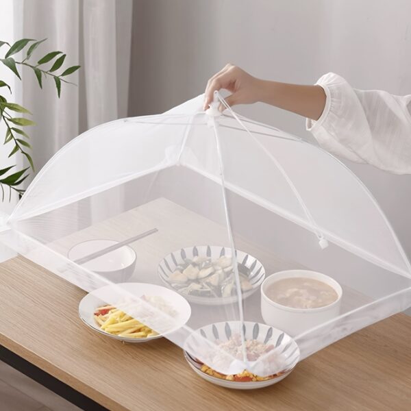 1pc of white rice cover, foldable dining table food fly proof rice cover, household dust cover, umbrella fly proof kitchen outdoor food cover - Image 2