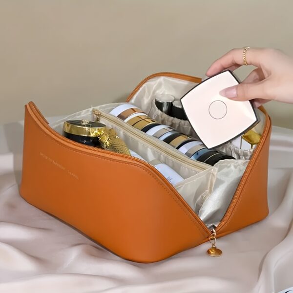 Fashion PU Pillow Cosmetic Bag Portable Travel Storage Bag Handbag Large Capacity Toiletry Bag Partition Classification Maternal And Child Shared Toiletry Storage Bag Christmas, Halloween, Thanksgiving Day Gift