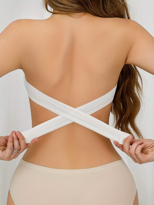Sexy Wireless Bandeau Bralette with Removable Padding, Cross Strap Detail, 75% Nylon 25% Elastane, Solid Color Stretch Fabric for Adults - Image 8