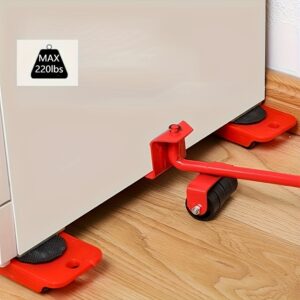 Set Of 5, Furniture Lifter, 9.91cm X 7.8cm Furniture Slides Kit, Furniture Move Roller Tools, 360 Degree Rotatable Pads, Easily Redesign And Rearrange Living Space Sofa Easy, Plastic And Carbon Steel