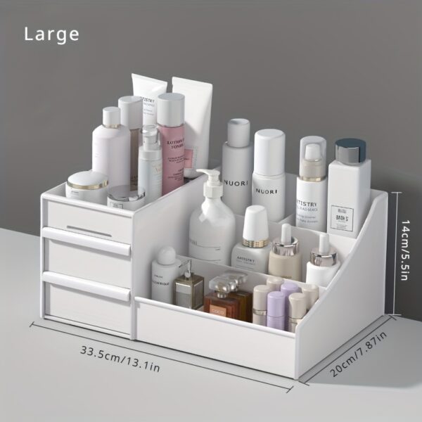 Makeup Organizer for Vanity Large Capacity Desk Storage with Drawers  Holder for Cosmetics, Skincare, Eyeshadow, Lotions, Lipstick, Nail Polish and Jewelry in Bathroom Bedroom Countertop - Image 3