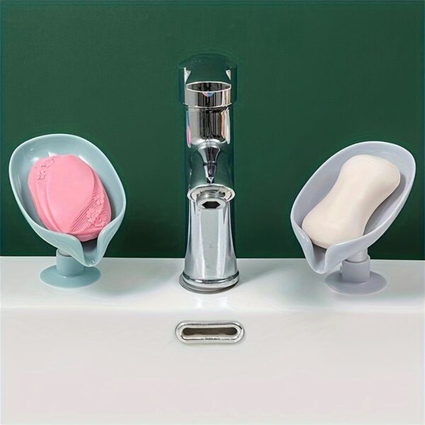 1pc Leaf-Shaped Soap Box Drain Soap Rack Bathroom Accessories Suction Cup Soap Dish Tray Soap Dish Bathroom Soap Box Bathroom Receiver - Image 7