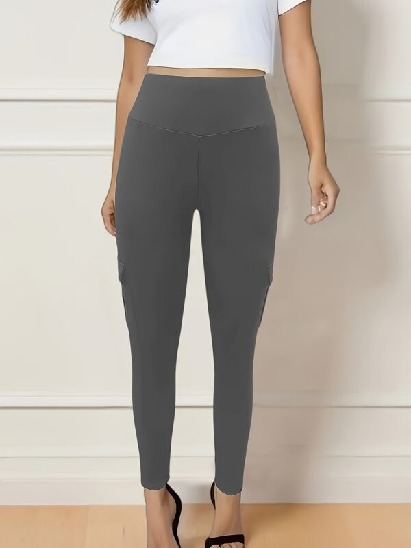 Solid Color Butt Lifting Yoga Leggings With Pockets, Running Sports Tight Pants, Women's Activewear For Fall & Winter - Image 9