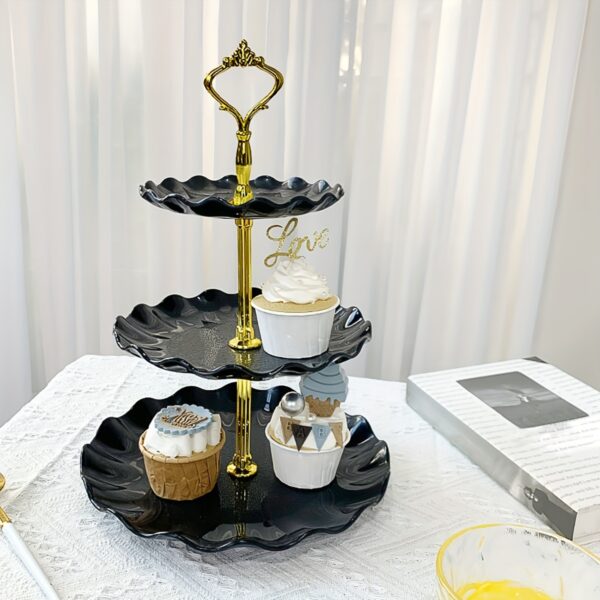 1pc, Elegant 3 Tier Cupcake Stand for Tea Parties, Weddings, and More - Ruffled or Laciness Design - Perfect for Decorating and Serving Desserts - Table and Kitchen Accessories - Image 16