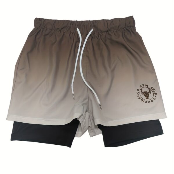 Men's Gradient Athletic Shorts - Summer Gym & Sports Gear, Breathable Polyester-Spandex Blend, Adjustable Drawstring, Dual-Color Design with "Gym Sports" Print - Image 19