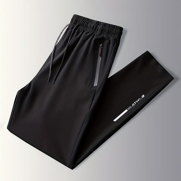 Men's Fashionable Letter Print Elastic Waist Trousers - Breathable, Casual, Zipper Pockets, Drawstring Design - Ideal for Outdoor Activities, Travel, Hiking, and Gift-Giving - Image 11