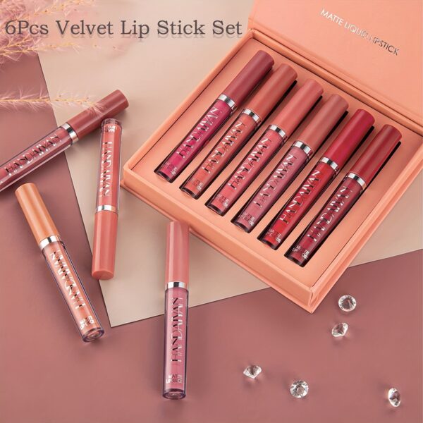 6 Pcs Matte Liquid Lipstick Makeup Set, Matte Liquid Long-Lasting Wear Non-Stick Cup Not Fade Waterproof Lip Gloss - Image 8