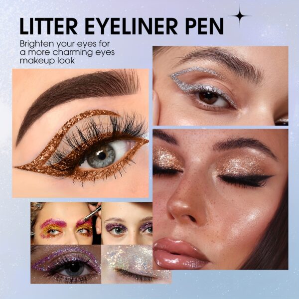 Glitter Liquid Eyeliner Pen, Long Lasting Shimmer Waterproof Colourful Eyeliner, Easy Coloring Smudge Proof Fast Drying Eye Makeup For Music Festival - Image 16