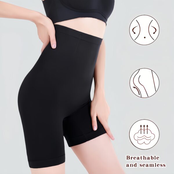 1pc High-Waist Tummy Control Shapewear Shorts for Women - Seamless, Butt Lifting, Comfortable Fit in Black or Beige, Ribbed Texture, Postpartum Support & Fitness Girdle Briefs, Seamless Undergarment|Invisible Waistband|Smooth Seamless Design - Image 2