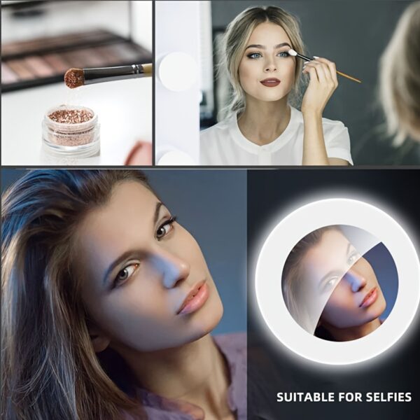 Good quality LED Selfie Ring Light Battery Rechargeable Ring Lamp for Smart Phone Computer Makeup warm white light - Image 14