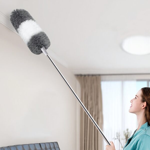 Extendable Microfiber Duster - 63.5-142.24cm Stainless Steel Handle, Reusable & Washable for Ceiling Fans, High Ceilings, Blinds, Furniture & Car Cleaning