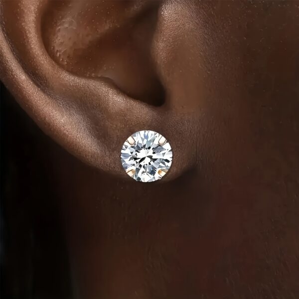 1 Pair or 3 Pairs Stainless Steel 18K Gold Plated Four-claw Twisted Ball Zirconia Earrings - Image 9