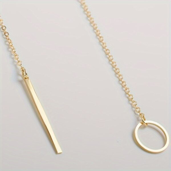 Monochrome Circle With Rod Y-Necklace Alloy Neck Jewelry Simple Style Clavicle Necklace For Women - Image 13