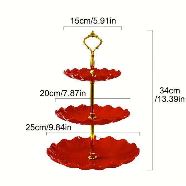 1pc, Elegant 3 Tier Cupcake Stand for Tea Parties, Weddings, and More - Ruffled or Laciness Design - Perfect for Decorating and Serving Desserts - Table and Kitchen Accessories - Image 6