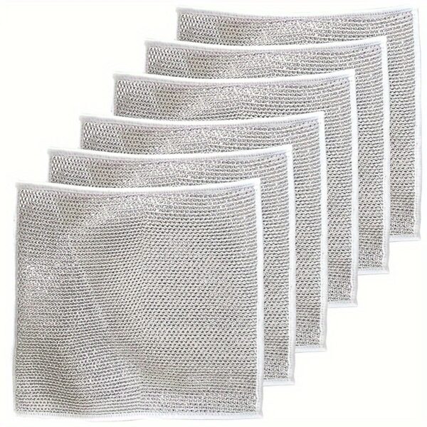 6pcs Non-Scratch Wire Dishcloth, Multipurpose Wire Dishwashing Rags For Wet And Dry, Easy Rinsing, Reusable, Wire Cleaning Cloth Wire Dish Towels For Kitchen, Sinks, Pots, Pans - Image 3