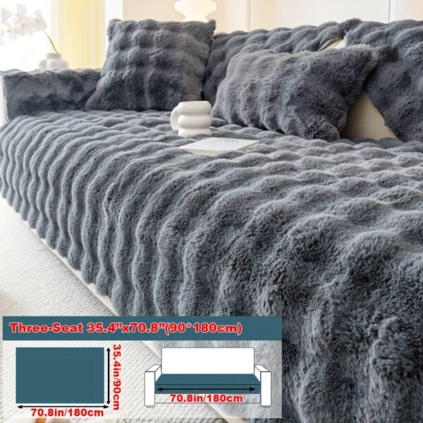 1pc Imitation Rabbit Plush Sofa Cover Winter Warm Thick Plush Soft Sofa Slipcover Pet Favorite Non-slip Protective Couch Cover Furniture Protector For Bedroom Office Living Room Home Decor - Image 19