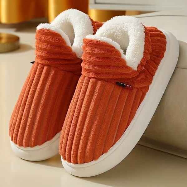 Cozy Winter Plush-Lined Slipper Boots for Women - Thick Sole, Indoor/Outdoor Warmth, Soft Fabric, Available in Gray, Pink, Green, Blue, Brown with EVA Sole, Hand Washable - Image 5