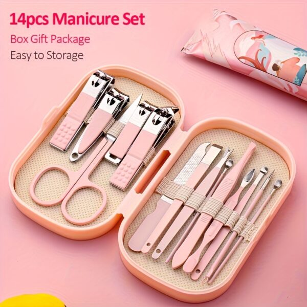 A Set Of 14pcs Stainless Steel Manicure And Pedicure Tools, Featuring Modern Style Concave Edge Nail Clippers And Grooming Tools, Including A Portable Storage Box - A Unisex Odorless Nail Care Kit - Image 8
