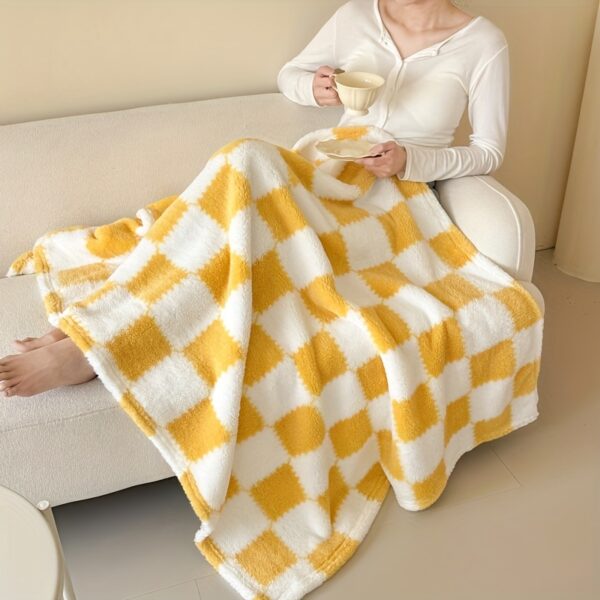 [1pc Cozy Fleece Blanket] 1pc Soft & Cozy Plaid Flannel Fleece Blanket | Multi-Purpose Throw for Adults, Pets, Office, Outdoor Camping, Holiday Gifts | 300-350gsm Knitted Polyester, Multiple Sizes Available, Pet-Friendly, Checkered Pattern - Image 22