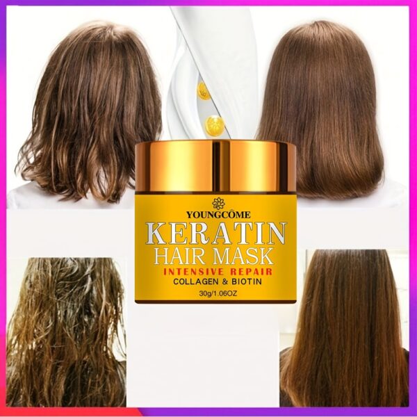 30g Keratin Hair Mask, Strengthens Hair, Deep Smoothing Conditioner, Professional Keratin Hair Care  Cream - Image 9