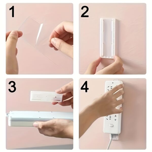 [Customer Favorite] Space-Saving Self-Adhesive Socket Organizer with Cable Management - Easy Install, No Damage Wall Mount Holder, Utility Hooks - Image 12