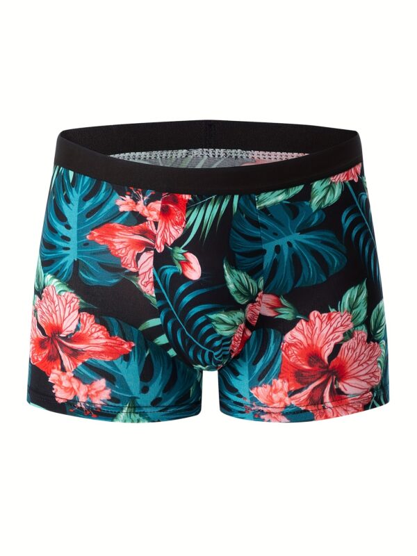 4pcs Flower Pattern Men's Underwear Boxers, Casual Boxer Briefs Shorts, Breathable Comfy Stretchy Boxer Sports Shorts - Image 4