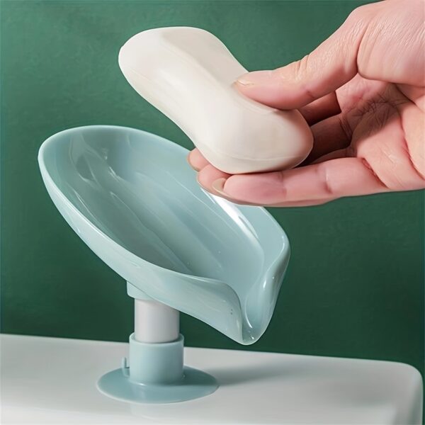 1pc Leaf-Shaped Soap Box Drain Soap Rack Bathroom Accessories Suction Cup Soap Dish Tray Soap Dish Bathroom Soap Box Bathroom Receiver - Image 9