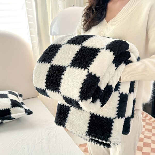 [1pc Cozy Fleece Blanket] 1pc Soft & Cozy Plaid Flannel Fleece Blanket | Multi-Purpose Throw for Adults, Pets, Office, Outdoor Camping, Holiday Gifts | 300-350gsm Knitted Polyester, Multiple Sizes Available, Pet-Friendly, Checkered Pattern - Image 30