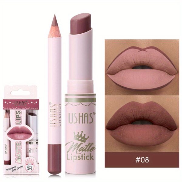 Golden Box Matte Lipstick + Lip Liner Lasting Waterproof Nude Lipstick 24 Hour Waterproof Velvet Nonstick Cup Lipgloss Lip Stain Pigmented Lip Makeup Valentine's Day Gifts - Image 29