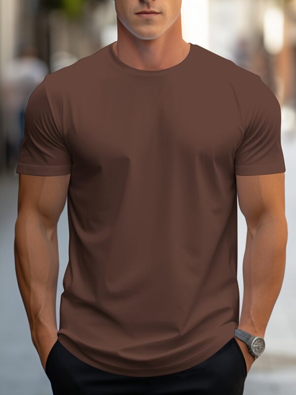 Solid Color Men's Round Neck Short Sleeve Tee Fashion Regular Fit T-Shirt Top For Spring Summer Holiday