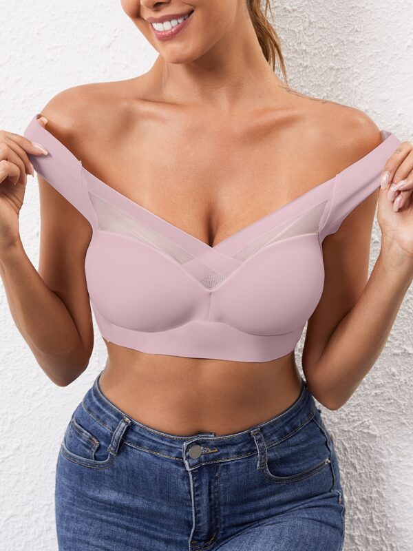 Women's Wireless Sports Bra with High Elasticity & Thin Molded Cups - No Underwire, Side Coverage, Push-Up Support for Yoga, Running, Gym - Soft Pink, Elegant Design, Machine Washable, Strapless Bra - Image 8