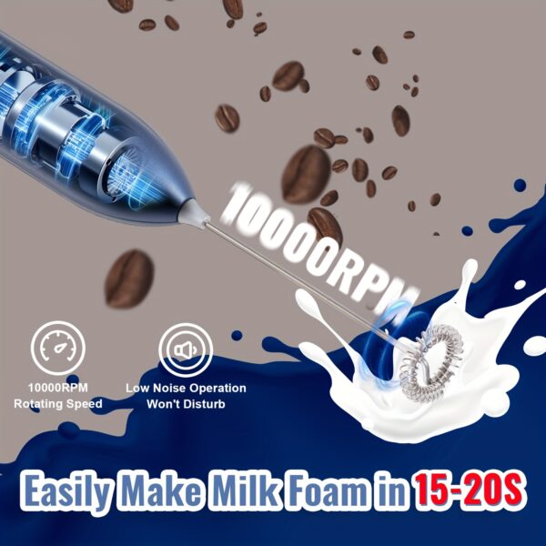 Lalayuan Electric Milk Frother, Mini Milk Foamer, Battery OperatedNot Included Stainless Steel Drink Mixer, Handheld Electric Whisk For Coffee, Latte, Cappuccino, Chocolate, Matcha, Foam Maker, Electric Wireless Blender Mini Coffee Maker, Hand Mixer - Image 4