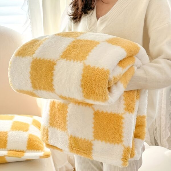 [1pc Cozy Fleece Blanket] 1pc Soft & Cozy Plaid Flannel Fleece Blanket | Multi-Purpose Throw for Adults, Pets, Office, Outdoor Camping, Holiday Gifts | 300-350gsm Knitted Polyester, Multiple Sizes Available, Pet-Friendly, Checkered Pattern - Image 36