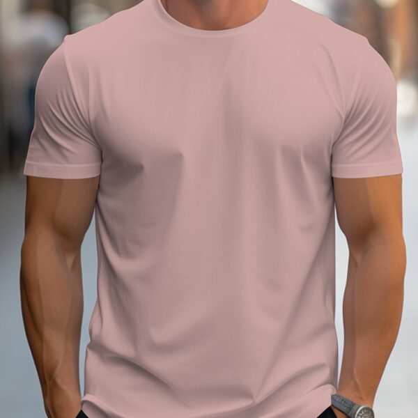 Solid Color Men's Round Neck Short Sleeve Tee Fashion Regular Fit T-Shirt Top For Spring Summer Holiday - Image 19