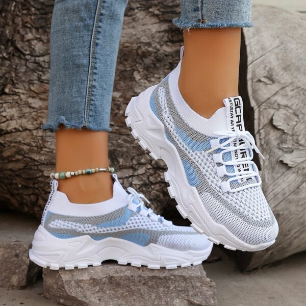 Women's Breathable Mesh Platform Sneakers, Casual Lace Up Outdoor Shoes, Comfortable Low Top Sport Shoes plus size - Image 16