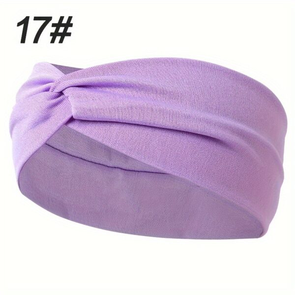 1pcs Solid Color Headband Twist Knotted Hair Band Elastic Hair Band Non Slip Sweat Band Headwear - Image 16