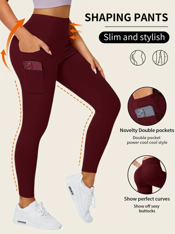 High Rise Butt Lifting Seamless Leggings with Phone Pockets, Women's Underwear & Shapewear - Image 4
