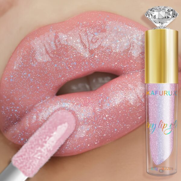 KAFURIX Waterproof Pink 1pc Lip Glaze - Glossy Finish, Sparkle Shine, Long-Lasting, Non-Sticky Paste for All Skin Types, Easy Application - Image 6