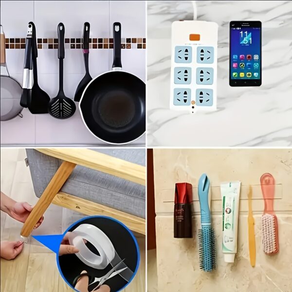 1 Roll Double-sided Adhesive, High Viscosity Transparent Nano Acrylic Adhesive Tape, Wall Car Traceless Waterproof Strong Tape, High Temperature Resistant Non-slip Stickers, Strong Adhesive Tape - Image 2