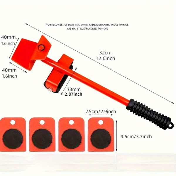 Set Of 5, Furniture Lifter, 9.91cm X 7.8cm Furniture Slides Kit, Furniture Move Roller Tools, 360 Degree Rotatable Pads, Easily Redesign And Rearrange Living Space Sofa Easy, Plastic And Carbon Steel - Image 6