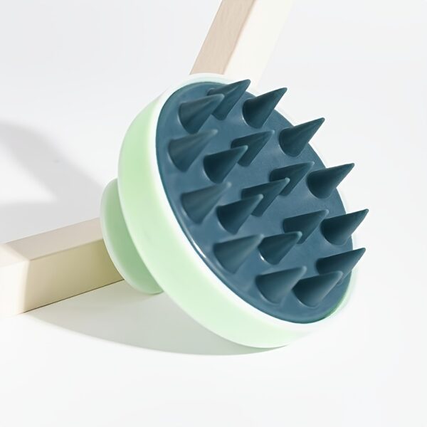 Manual Silicone Head Massager Brush - Gentle Exfoliating Scalp Massage Comb for Hair Growth & Light Beige Health, Soft Light Beige-Friendly Design, No Battery Needed, 3 Colors (Light Blue, Green, Black) - Image 5