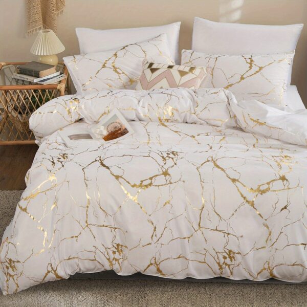 3pcs Classic Hot Stamping Texture Quilt Cover Set - Image 37