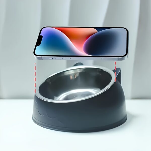 Cat Bowl, 15 Degrees Raised Stainless Steel Cat Feeder Bowl With Non Slip Base, 100ml Cat Food Water Feeder Tilted Pet Bowl For Neck Protection - Image 6