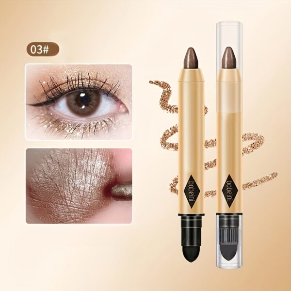Glitter Highlighter Eyeshadow Pencil Shimmer Contouring Brightening Double-headed Eyeshadow Stick Lazy Eyeshadow Makeup Contains Plant Squalane Formula - Image 7