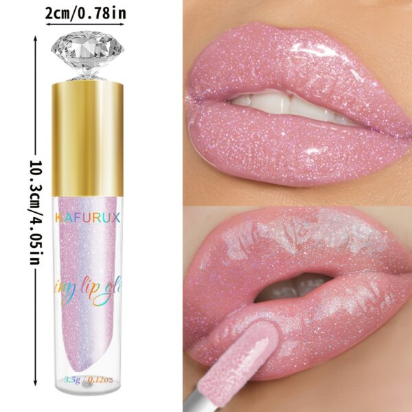 KAFURIX Waterproof Pink 1pc Lip Glaze - Glossy Finish, Sparkle Shine, Long-Lasting, Non-Sticky Paste for All Skin Types, Easy Application - Image 4